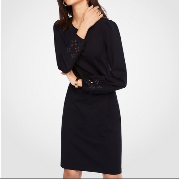NEW Ann Taylor Eyelet Keyhole Ponte Shift Dress UNHEMMED Sz. XXSP - Picture 1 of 9